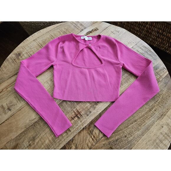 Revolve 'All The Ways Cameron' Cut Out Top Hot Pink Women's Size XS Ponte Crop - Picture 1 of 9